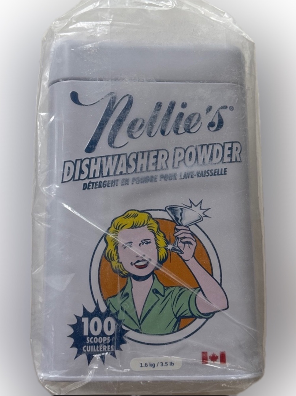 NEW Nellie’s Dishwasher Powder SCENT FREE 100 Scoops DETERGENT SOAP REUSABLE TIN